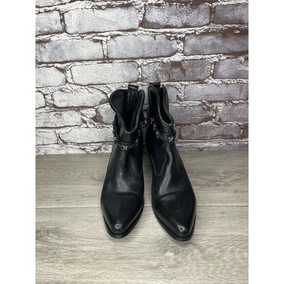 DINGO Black Leather Western Studded Ankle Heel Booties Women Sz 8.5M US/39EU - Picture 13 of 16